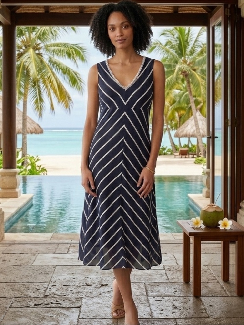Lynn Ritchie Silk Sleeveless Midi Dress Medium